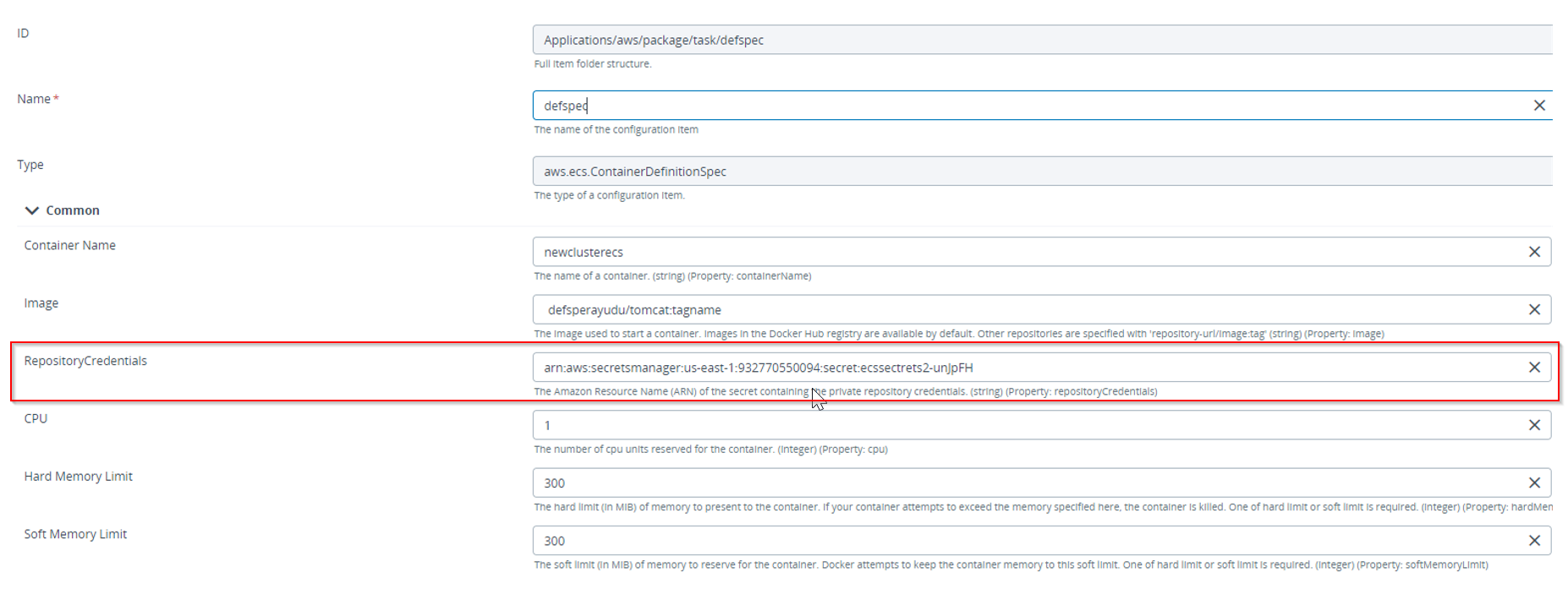 ECS Repo Credentials