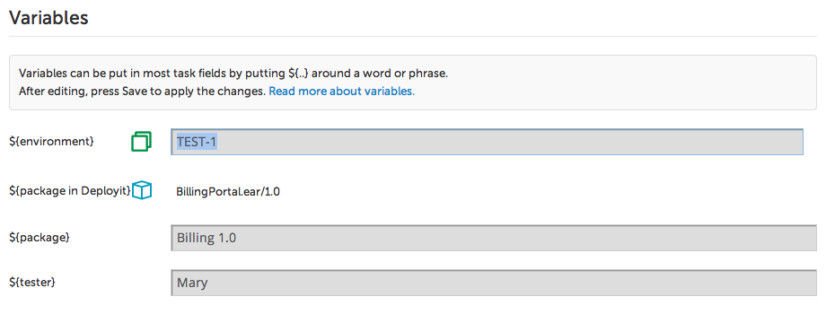 Setting variables when creating a release