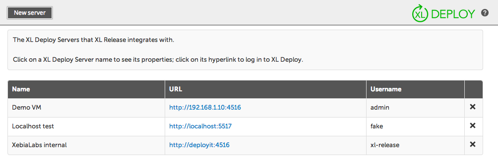 XL Deploy Servers