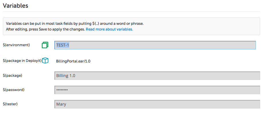 Setting variables when creating a release