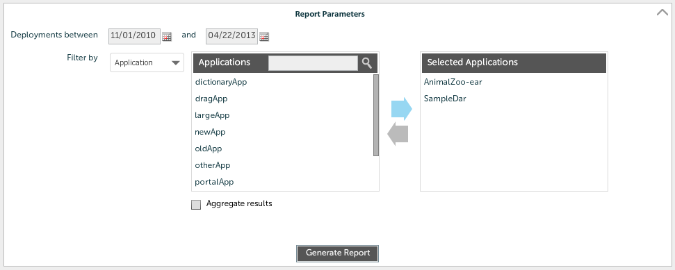 Deployments filtered report