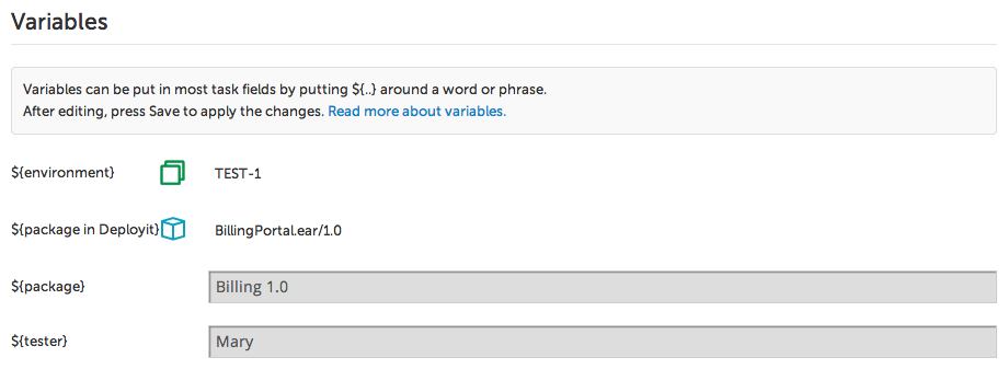 Setting variables when creating a release