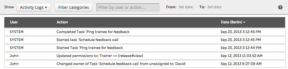 Activity Log