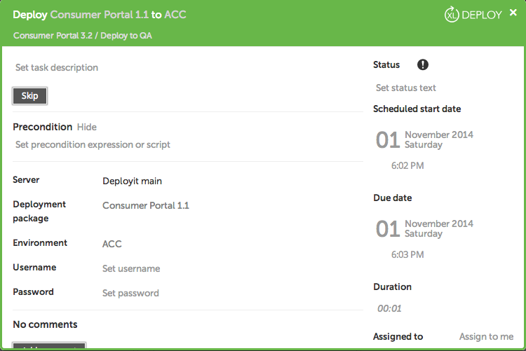 XL Deploy Task Details