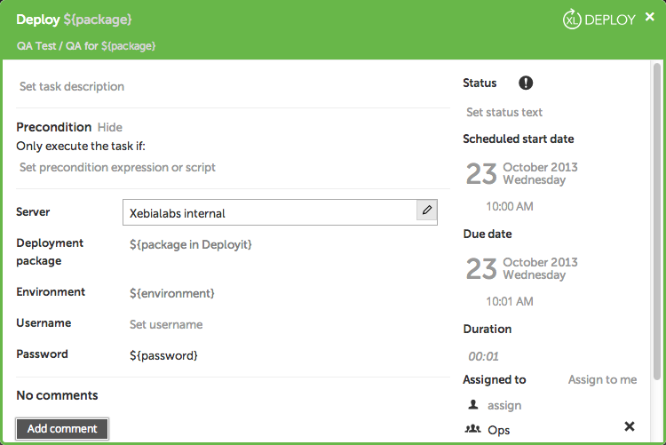 Variables in XL Deploy task